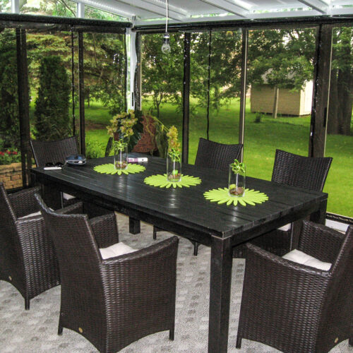 Outdoor Patio Blinds – Clear with Black Trim