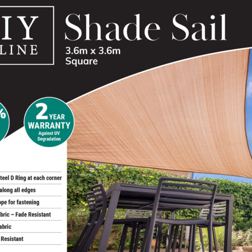 Shade Sail 3.6m x 3.6m Sand